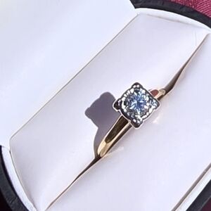 14K Two Tone Diamond Solitaire Ring